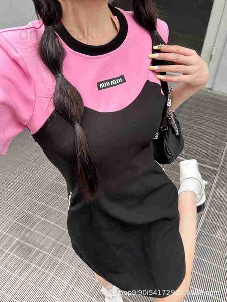 

basic & casual dresses designer summer contrast color simple age reducing style dress with round neck comfortable shoulder pad panel wrinkle, Black;gray