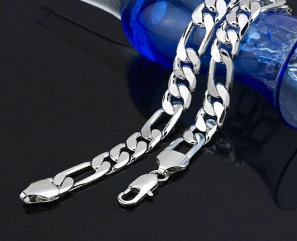 

silvertone 18k white gold filled mens 236quotfigaro link necklace 10mm wide statement jewelry8125793, Silver