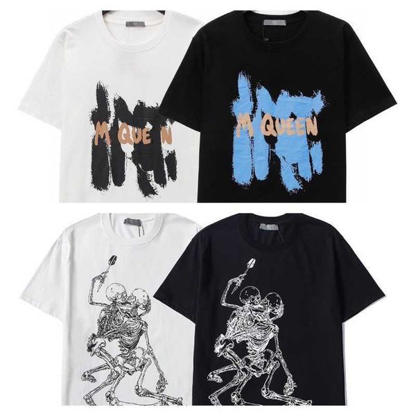 

men's t-shirts mens womens printed fashion man t-shirt cotton material casual tees short sleeve luxury hip hop streetwear mcqueen white, White;black