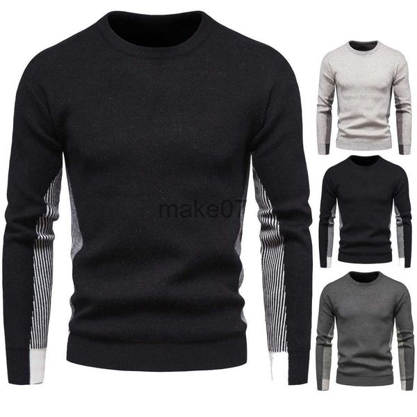 

men's sweaters 2023 autumn new foreign trade men's knitwear round neck colored solid sweater underlay j230802, White;black