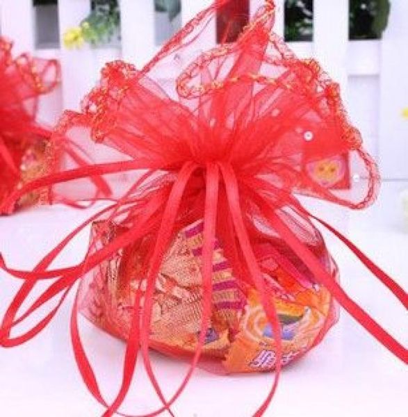 

ship 200pcs red pink 35cm diameter organza round dots jewelry bags wedding party candy gift bags5138358, Pink;blue