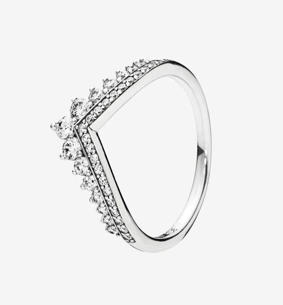 

princess wish ring women wedding jewelry with original box for 925 sterling silver cz diamond rings set 712932, Slivery;golden