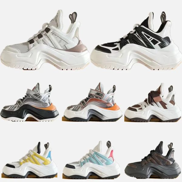 

luxury brand archlight casual shoes b22 women high-quality arch bare calf leather lace platform color block men's and women's snea, Black