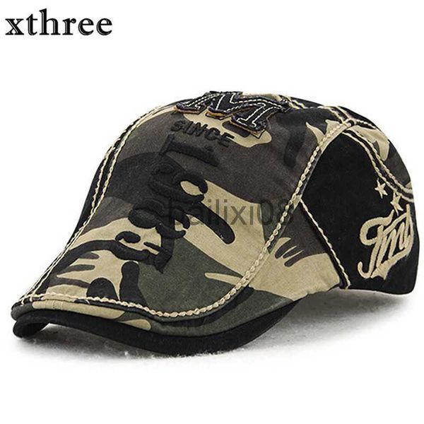 

stingy brim hats xthree camouflage beret cap visors hats for men and women sun hat gorras planas flat caps berets j230802, Blue;gray