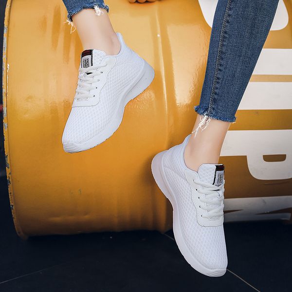 

canvas womens ladies mesh running shoes fashion outdoor walking jogging sports platform trainers flat loafers triple black white runners sne