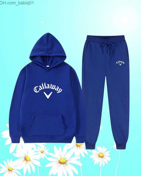 

men's tracksuits 2023 callaway new winter men's printed hoodie wool pullover sweatshirt casual sports sweatpants men's sports, Gray
