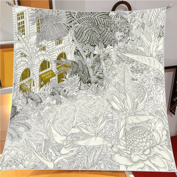 

silk scarf women jungle l printing square scarves head echarpes silk foulards femme wraps beach shawls bandana lady hijabs 90cm x 90cm, Blue;gray