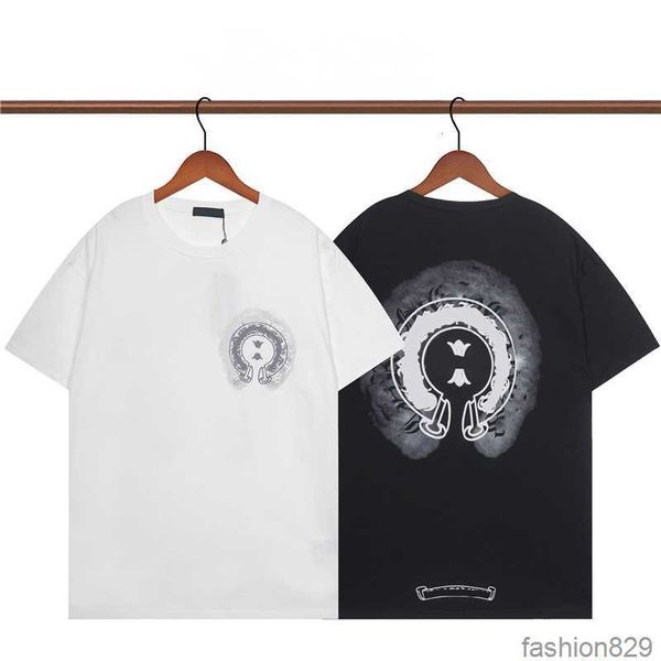 

classics mens t shirts heart brand crew neck chromes short sleeves tees ch t-shirts sweater casual horseshoe sanskrit cross print dhbw, White;black