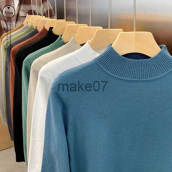 

men's sweaters korean fashion sweaters men solid color half turtleneck casual street wear man clothes knitted jumper pullovers j230802, White;black