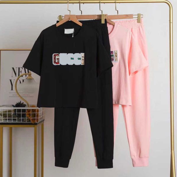 

fashion embroidery sports set womens short sleeve tshirt designer tracksuits diamond trousers suit high version two piece sets, Gray