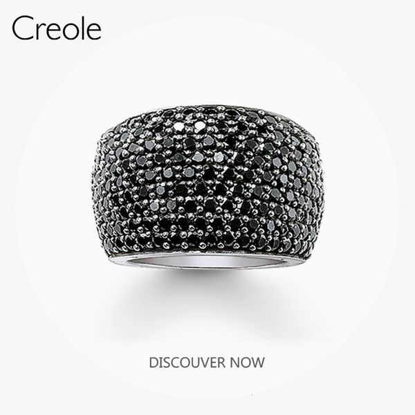 

wedding rings the band ring black cz pave brand 925 sterling silver fashion jewelry vintage magically gift for women men 230802, Slivery;golden