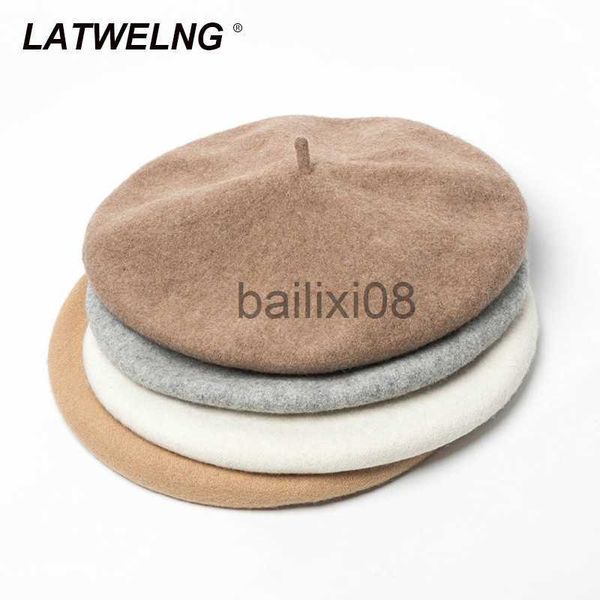 

stingy brim hats fashion women woolen berets ladies colorful flat beret hat autumn winter artist hats wholesale j230802, Blue;gray