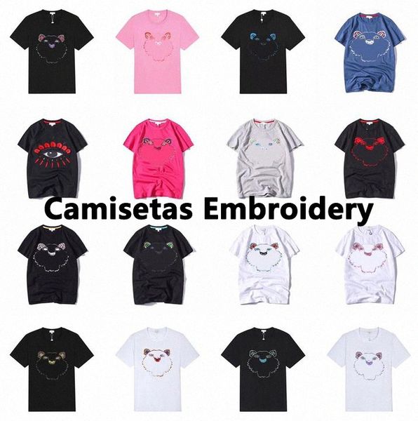 

tshirts tiger heads for men streetwear mens tees summer patterns embroidery with letters hiphop styles t-shirts asian size s-2xl, White;black