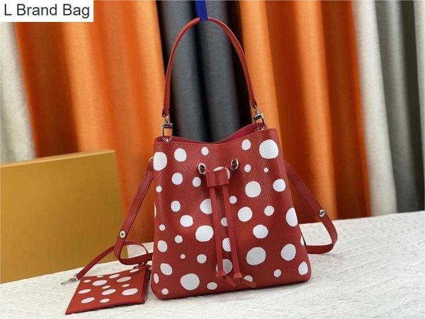 

2023 new 5a women's designer drawstring bag yk handbag infinity dots embossed monograms pattern bucket bag with pumpkin charm ten6, Black