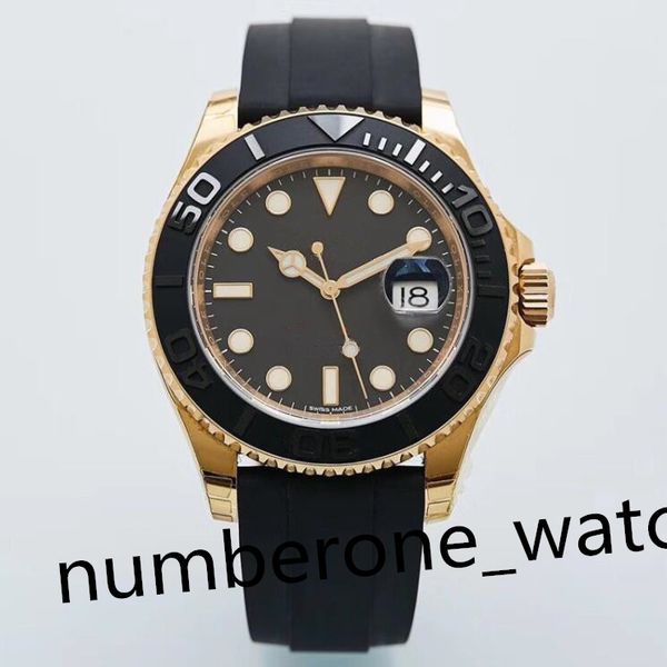 

waterproof montre de luxe mens watches mechanical 116655 40mm ceramic bezel calendar luminous steel black rubber strap luxury watch with box, Slivery;brown