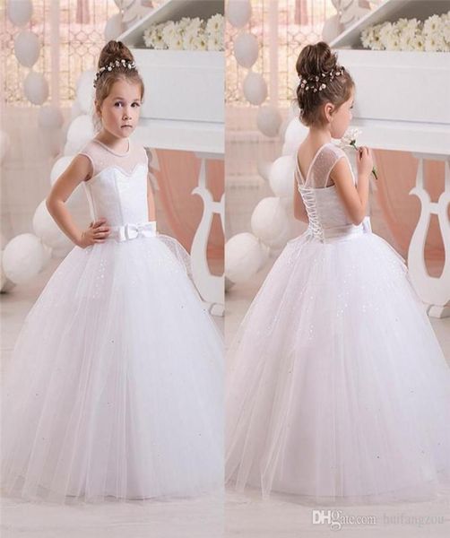 

bling bling sequins lace flower girls dresses for weddings sleeveless lace up back kids wears white dress for communion wedding6307738, White;blue