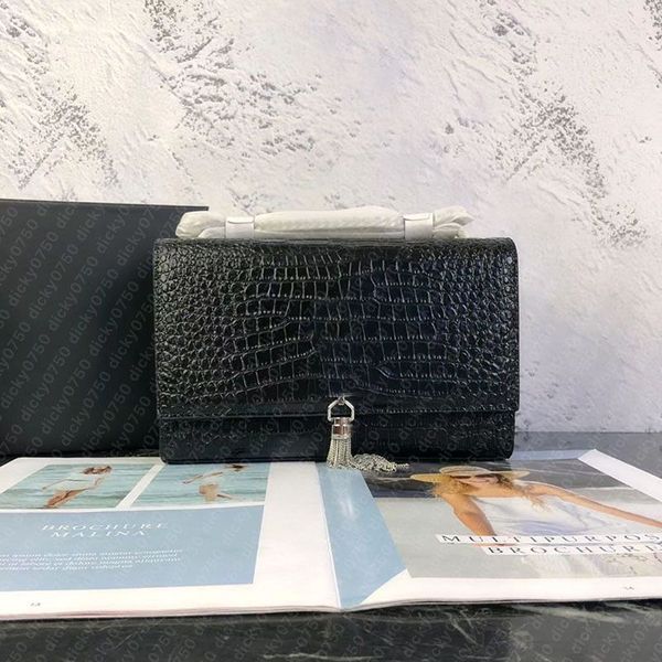 

luxury handbag alligator shoulder bags tassel women cross body chain bag ysls2023 clutch lady flap leather designer satchel messenger crocod