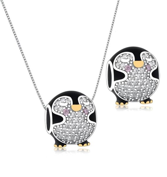 

fit original charm bracelet real 925 silver black baby penguin gold color foot bead for making berloque12200203415043