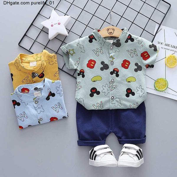 

boys summer fashion clothing sets lapel shirt short sleeve shorts baby clothes 2 piece set toddler kids tracksuits, White