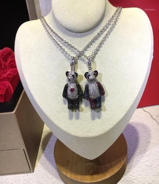 

pendant necklaces panda necklace 3d diamond couple fashion style fine jewelry 1463798, Silver