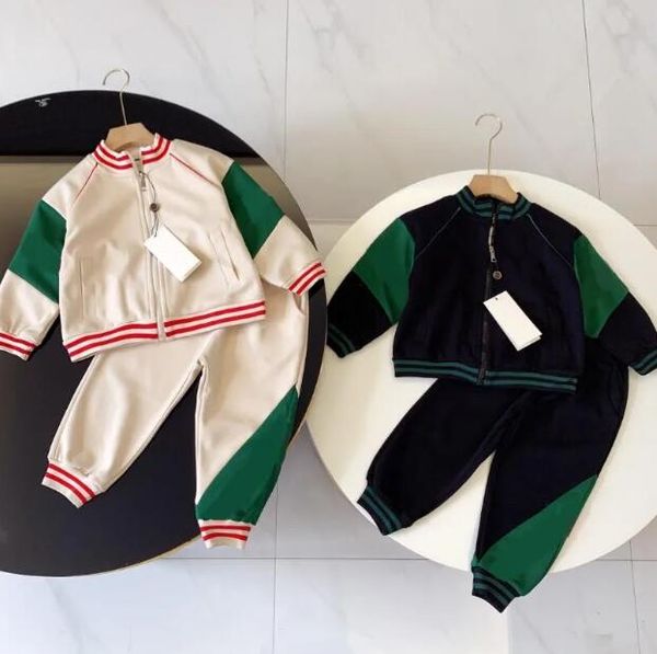 

baby designer sets boys gilrs two piece outfits fashion letters kids tracksuit zipper jacket coat casual sportswear 2 styles, White