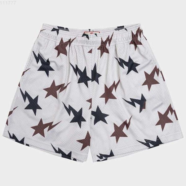 

5atv 23ss high street ee shorts lightning pattern men's casual letter printed leaf design pants sports pant loose style drawstring shor, White;black
