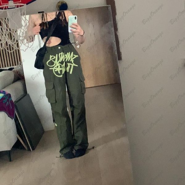 

women s pants s high waist y2k vintage cargo baggy women and men fashion streetwear pockets wide leg straight trousers overalls 230801, Black;white