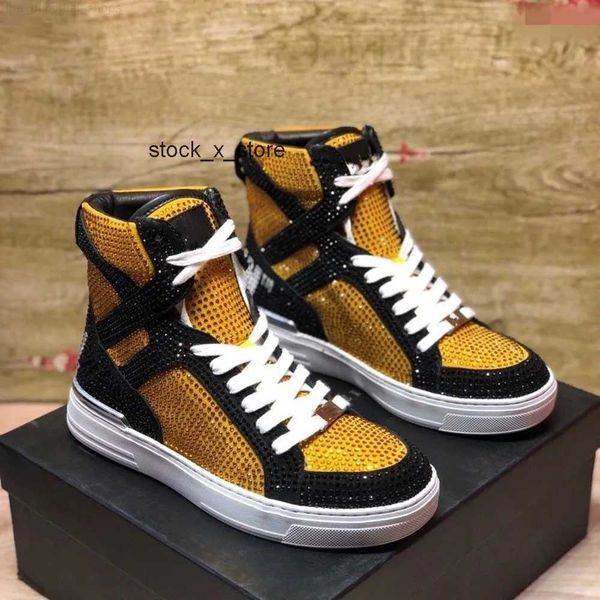 

runner plein philipps the highest quality men's shoes pp mixed color high-cut lace-up style3 race casual sneakers shoes eur38-45, Black