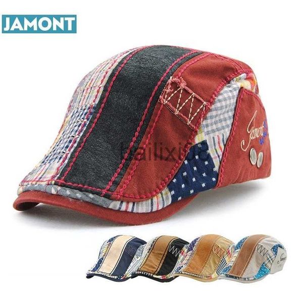 

stingy brim hats jamont fashion beret hat for men women cotton leisure visor sun hat casquette gorras planas flat cap boina masculina j23080, Blue;gray