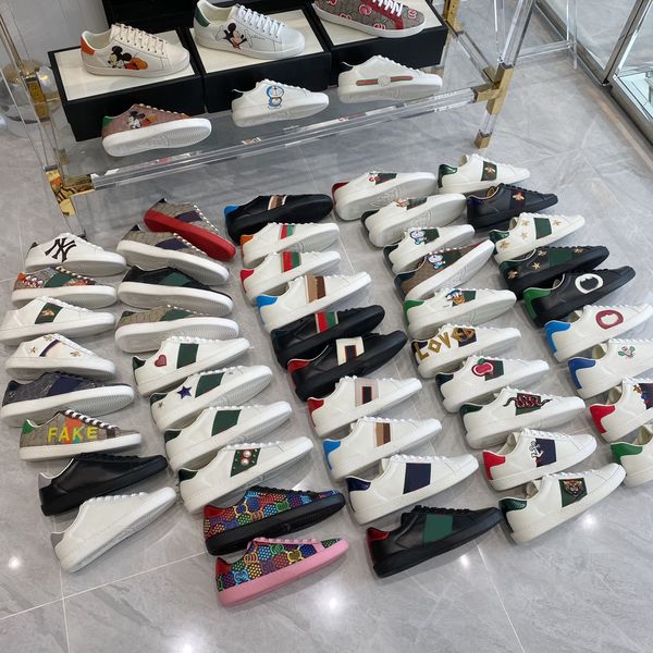 

designer summer men women casual shoes classic white stripe shoe canvas splicing sneakers animal embroidery trainers size 35-46 with box, Black