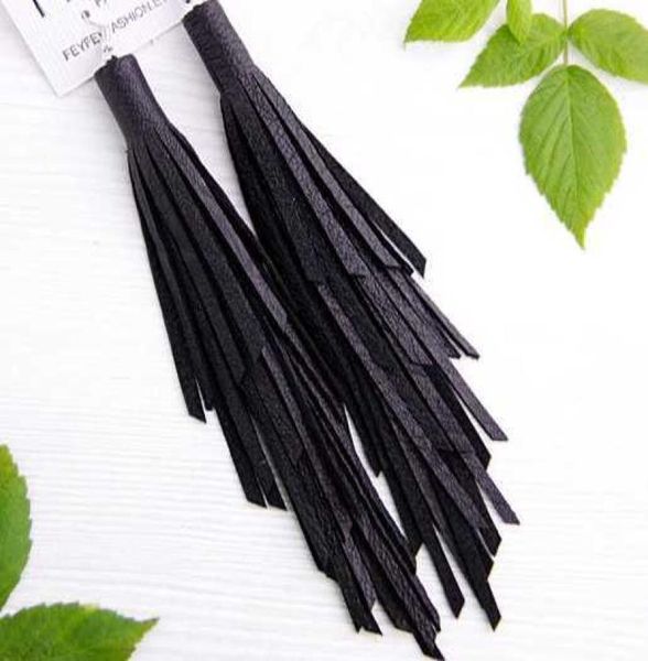 

boho style black leather tassel earrings statement fringe earrings2065725, Golden