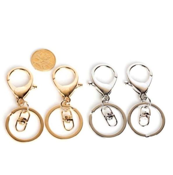 

50pcs 33mm gold silver lobster clasp clips key hook keychain split key ring keychains making58489953220688