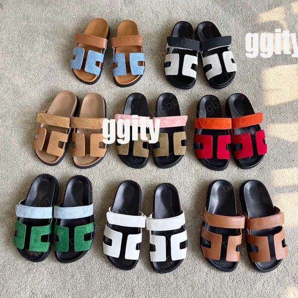 

luxury designer slides platform chypre slippers women's mules shoes h letter sandals classic fashion outdoor flat leather loafers casua, Black