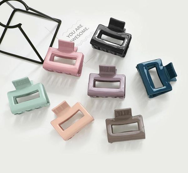 

barrette glossy hair claws candy color geometric hairpin square hollow acetate hair clamps solid grips hair accessories2672365
