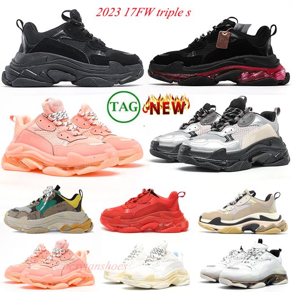 

new women men casual shoes triple s shoe dad crystal bottom paris 17fw white black sneakers for vintage old grandpa trainer sneakers size 35