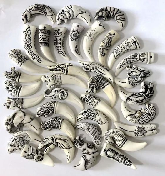 

20 pcs imitation bone pendant necklace yak bone hawaiian jewelry9696710, Silver