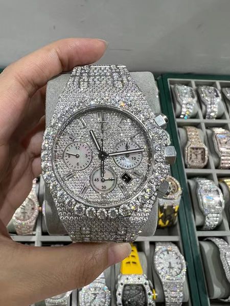 

luxury mens watch for men designer movement watches diamond moissanite watch montre iced out watch automatic men's montre luxe mens lux, Slivery;brown