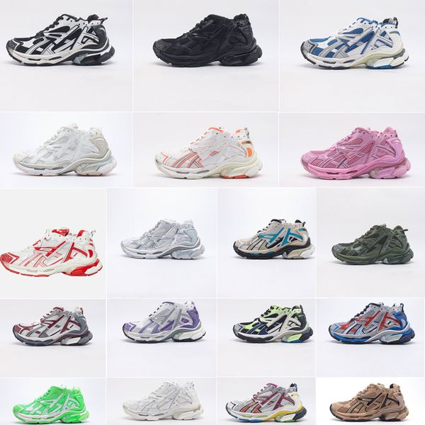 

designer women men runner 7.0 casual shoes sports mesh nylon transmit sense retro trainers black white pink blue trend all match jogging hik
