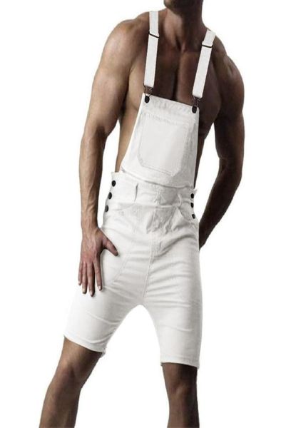 

mens denim bib overall shorts summer stretch jeans jumpsuit dungaree fashion male short pants3643491, Blue