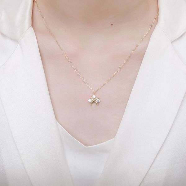 

womens pendant necklace 925 sterling silver plated gold link necklace cross collar necklace for women inlaid diamond chain necklace party we