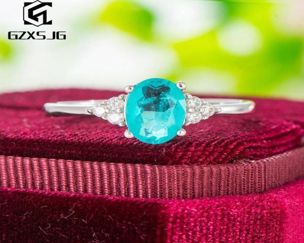 

cluster rings gz brazilian paraiba tourmaline gemstones ring for women genuine 925 sterling silver white rhodium engagement size 48910653, Golden;silver