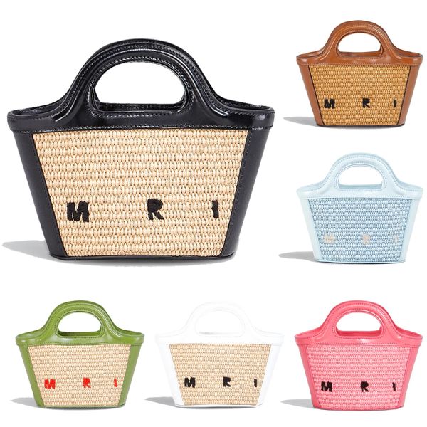 

handle luxury designer weave basket bags womens marn tropicalia micro tote shoulder bag raffias straw men purse handbags mini white fashion
