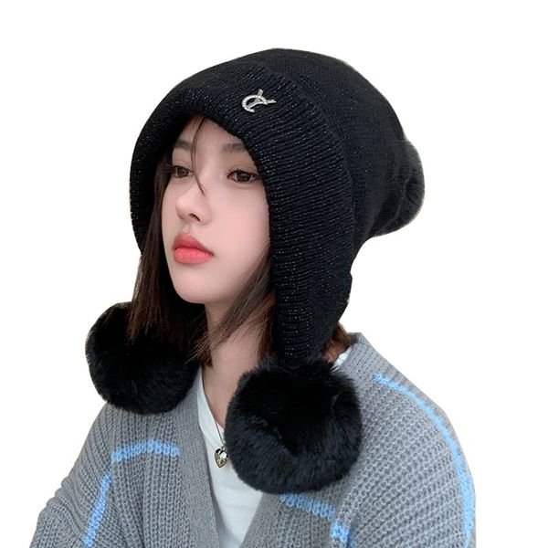 

fashion designer jewelry thickened wool hat, wool ball ear protection, knitted hat versatile scarf, hat & glove sets wholesale dmz84, Blue;gray