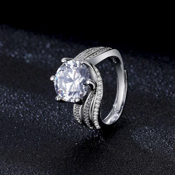 

selling princess large diamond dove egg luxury imitation diamond ring for women high carbon mosan diamond ring, Silver