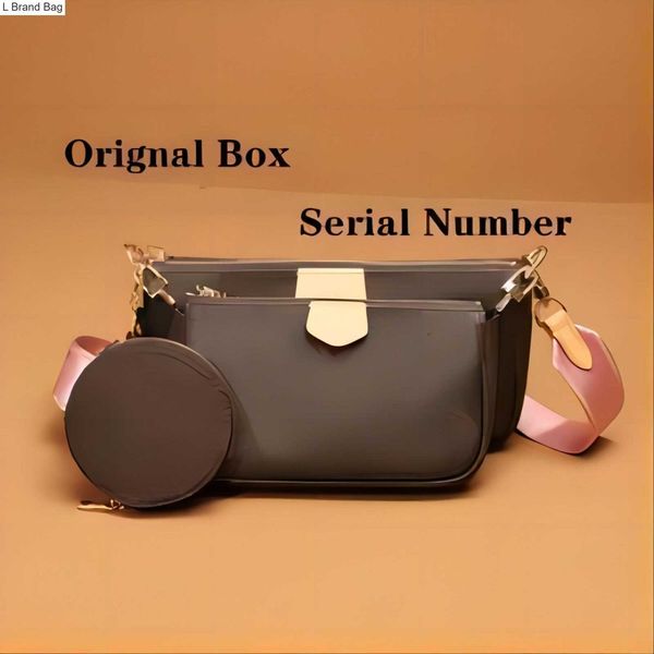 

2023 new 5a women luxurys 2023 original bag imported leather date code handbags purse wallet clutch shoulder messenger cross body multi poch, Black