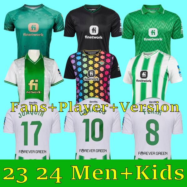 

23 24 real betis soccer jerseys copa del rey final away joaquin b.iglesias camiseta de futbol juanmi estadio fourth third 2023 special kids, Black;yellow