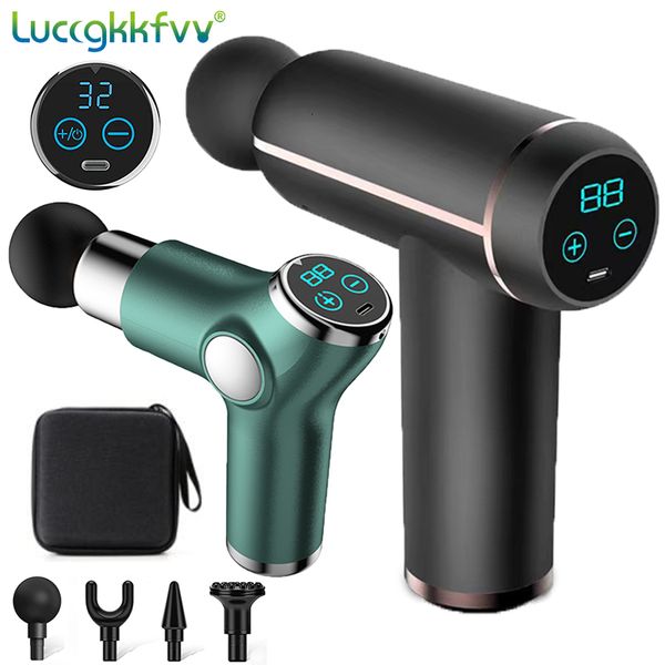 

full body massager lcd display massage gun portable percussion pistol neck deep tissue muscle relaxation pain relief fitness 230802