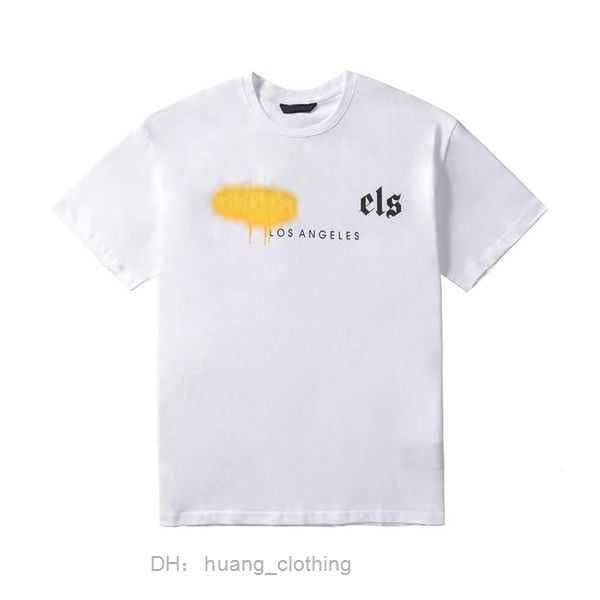 

palmangel mens designer t shirt clothes palms shirts women fashion spray paint graffiti couple short sleeves high loose tide brand 1 cortiez, White;black