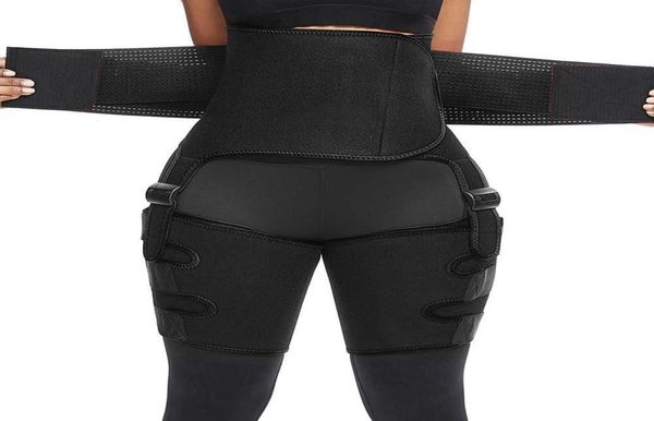 

new 3 in 1 thigh trimmer and butt lift training shapewear high waist women neoprene body shaper slim belt trimmer leg corsets x0718969945, Black;white
