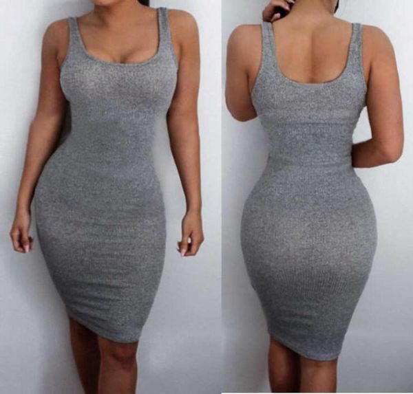 

2020 new women summer dresses backless dresses sleeveless bodycon dress clubwear bandage ladiest shirt casual mini dress x0705310777, Black;gray